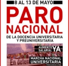 Paro docente universitario del 8 al 13 de mayo