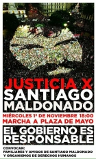 Mircoles 1/11: Movilizacin a Plaza de Mayo por justicia para Santiago Maldonado