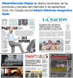 Tapas de diarios nacionales, de las provincias y portales del mircoles 4 de septiembre 2024