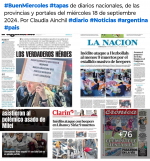 Tapas de diarios nacionales, de las provincias y portales 18 de septiembre 2024