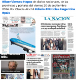 Tapas de diarios nacionales, de las provincias y portales 20 de septiembre 2024