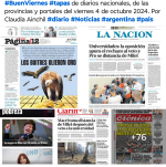 Tapas de diarios nacionales, de las provincias y portales 4 de octubre 2024 