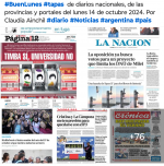 Tapas de diarios nacionales, de las provincias y portales 14 de octubre 2024