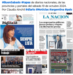 Tapas de diarios nacionales, de las provincias y portales 19 de octubre 2024