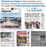 Tapas de diarios nacionales, de las provincias y portales 8 de noviembre 2024