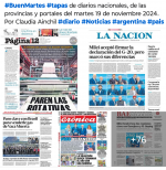 Tapas de diarios nacionales, de las provincias y portales 19 de noviembre 2024