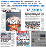 Tapas de diarios nacionales, de las provincias y portales 16 de diciembre 2024