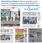 Tapas de diarios nacionales, de las provincias y portales 11 de abril 2025