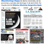 Tapas de diarios nacionales, de las provincias y portales 13 de abril 2025