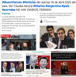 Noticias del 18 de abril 2025. NO HAY DIARIOS. FERIADO