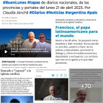 Tapas de diarios nacionales, de las provincias y portales 21 de abril 2025