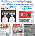 Tapas de diarios nacionales, de las provincias y portales 23 de abril 2025