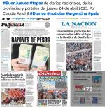 Tapas de diarios nacionales, de las provincias y portales 24 de abril 2025