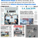 Tapas de diarios nacionales, de las provincias y portales del pas 12 de junio 2025