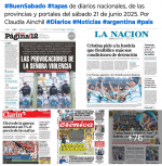 Tapas de diarios nacionales, de las provincias y portales del pas 21 de junio 2025