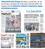 Tapas de diarios nacionales, de las provincias y portales del pas 9 de julio 2025