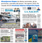Tapas de diarios nacionales, de las provincias y portales del pas 7 de agosto 2025