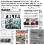 Tapas de diarios nacionales de las provincias y portales del pas 19 de agosto 2025