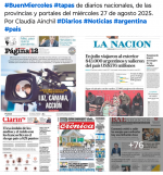 Tapas de diarios nacionales, de las provincias y portales del pas 27 de agosto 2025