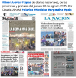 Tapas de diarios nacionales, de las provincias y portales del pas 28 de agosto 2025