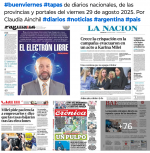 Tapas de diarios nacionales, de las provincias y portales del pas 29 de agosto 2025