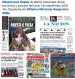 Tapas de diarios nacionales, de las provincias y portales del pas 1 de septiembre 2025