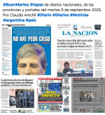 Tapas de diarios nacionales, de las provincias y portales del pas 9 de septiembre 2025