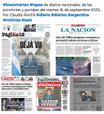 Tapas de diarios nacionales, de las provincias y portales del pas 16 de septiembre 2025