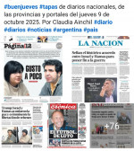 Tapas de diarios nacionales, de las provincias y portales del pas 9 de octubre 2025