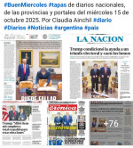 Tapas de diarios nacionales, de las provincias y portales del pas 15 de octubre 2025