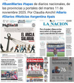 Tapas de diarios nacionales, de las provincias y portales del pas 11 de noviembre 2025