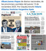 Tapas de diarios nacionales, de las provincias y portales del pas 13 de noviembre 2025