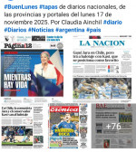 Tapas de diarios nacionales, de las provincias y portales del pas 17 de noviembre 2025