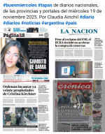 Tapas de diarios nacionales, de las provincias y portales del pas 19 de noviembre 2025
