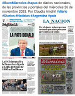 Tapas de diarios nacionales, de las provincias y portales del pas 26 de noviembre 2025