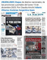 Tapas de diarios nacionales, de las provincias y portales del pa�s 15 de diciembre 2025