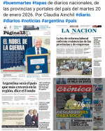Tapas de diarios nacionales, de las provincias y portales del pa�s 20 de enero 2026
