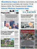 Tapas de diarios nacionales, de las provincias y portales del pa�s 10 de febrero 2026