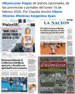 Tapas de diarios nacionales, de las provincias y portales del pa�s 16 de febrero 2026