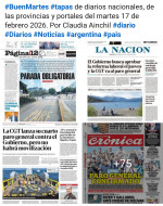 Tapas de diarios nacionales de las provincias y portales del pa�s 17 de febrero 2026