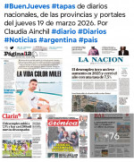 Tapas de diarios nacionales, de las provincias y portales del pa�s 19 de marzo 2026