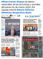 Tapas de diarios nacionales, de las provincias y portales del pa�s 26 de marzo 2026