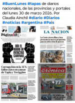 Tapas de diarios nacionales, de las provincias y portales del pa�s 30 de marzo 2026