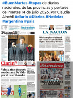 Tapas de diarios nacionales, de las provincias y portales del pa�s 14 de julio 2026 
