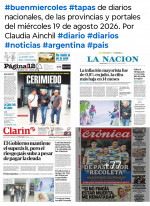 Tapas de diarios nacionales, de las provincias y portales del pa�s 19 de agosto 2026