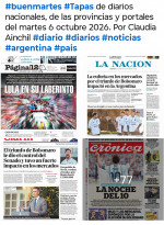 Tapas de diarios nacionales, de las provincias y portales del pa�s 6 de octubre 2026