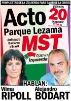  Este viernes a las 18 hs, el MST-Nueva Izquierda har un acto en Parque Lezama 