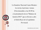  Laura Montero- Antecedentes, hechos y resultados de otro periodo de gestin como Senadora Nacional. 