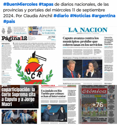 Tapas de diarios nacionales, de las provincias y portales 11 de septiembre 2024