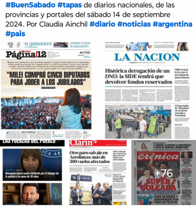 Tapas de diarios nacionales, de las provincias y portales 14 de septiembre 2024